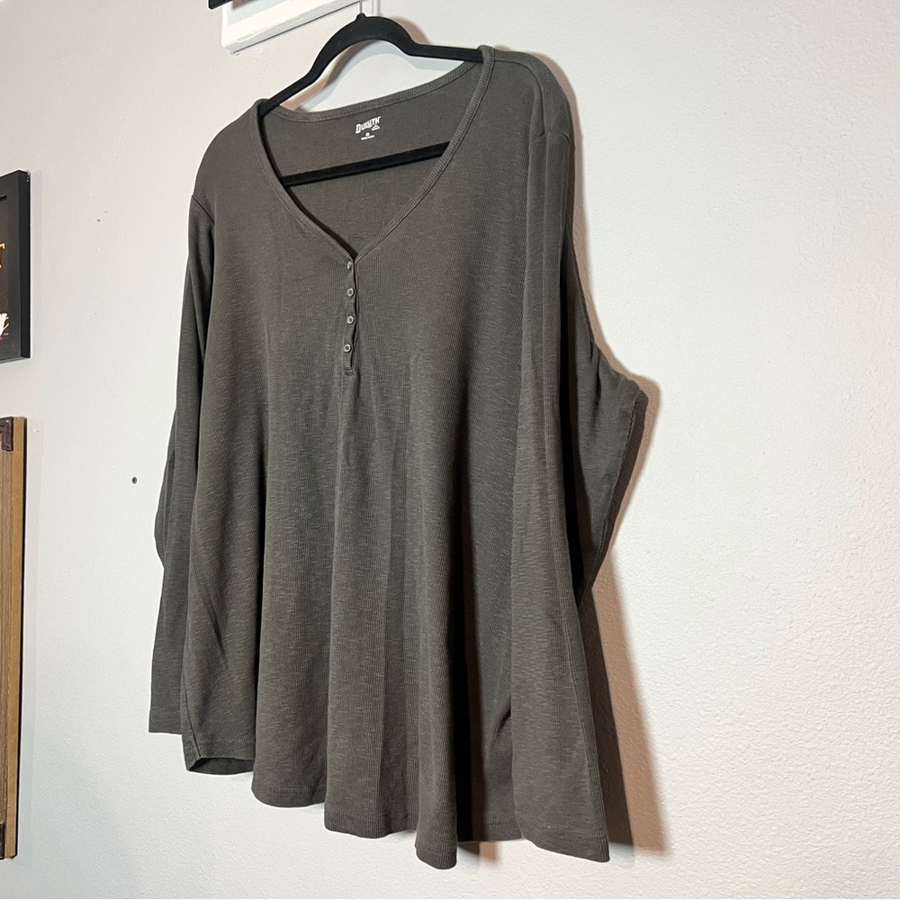 Duluth Trading Co Grey Gray No-Yank Long Sleeve Henley Womens Size 3X 3XL - Picture 4 of 10